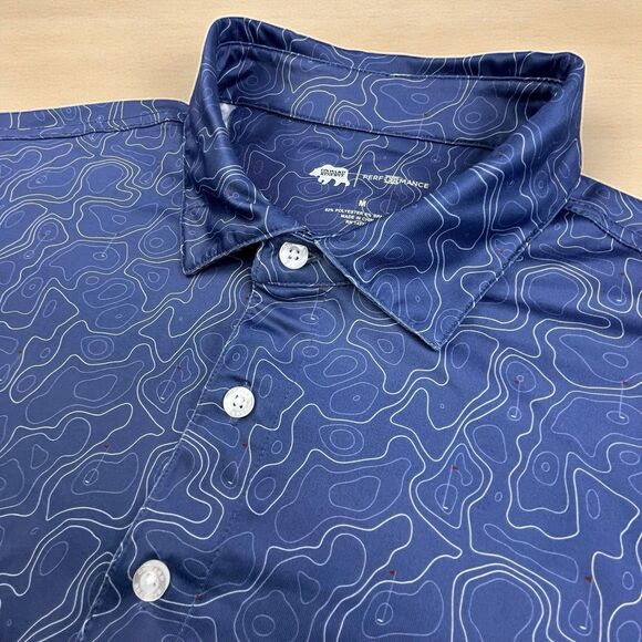 Onward Reserve Golf Polo Mens Medium Blue Performance Greens Tee Flag Course - Picture 1 of 8